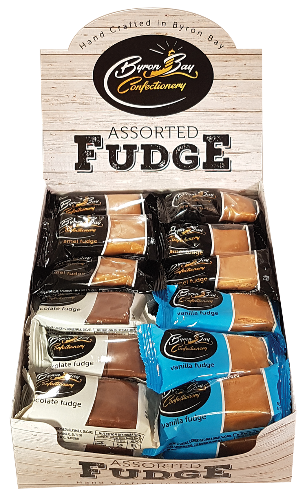 Byron Bay Confectionery Assorted Fudge Bulk Retail Pack 36 x 40g